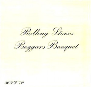 Mick Jagger > in protest and after months of wrangling > submitted this deliberately plainest of plain designs for Beggars Banquet, which Decca accepted.